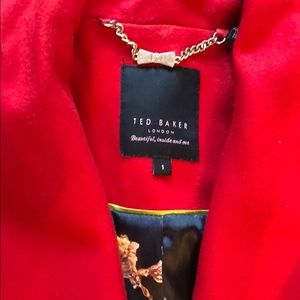 Ted Baker long red wool coat, size 1.